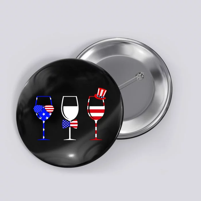 4th Of July Red White Blue Wine USA Glasses Button