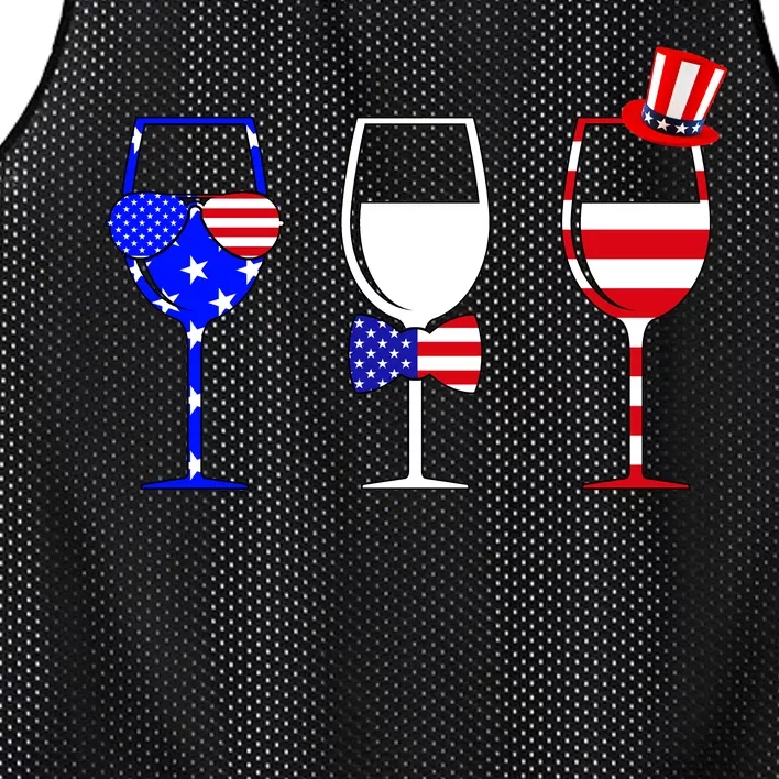 4th Of July Red White Blue Wine USA Glasses Mesh Reversible Basketball Jersey Tank