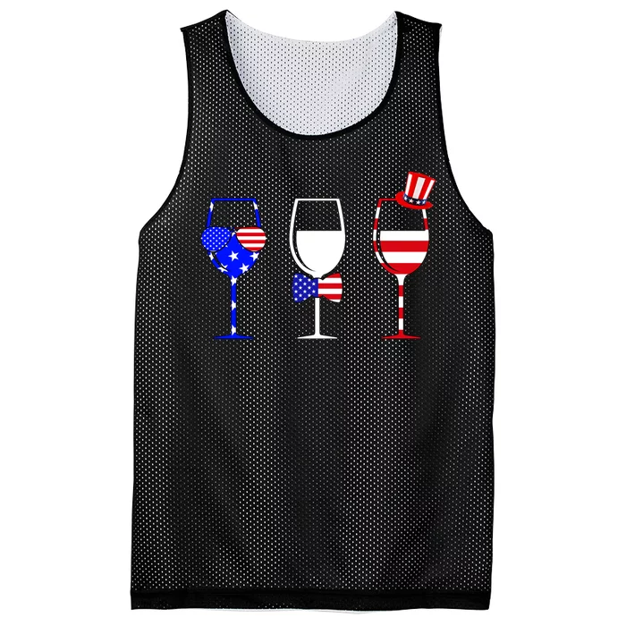 4th Of July Red White Blue Wine USA Glasses Mesh Reversible Basketball Jersey Tank