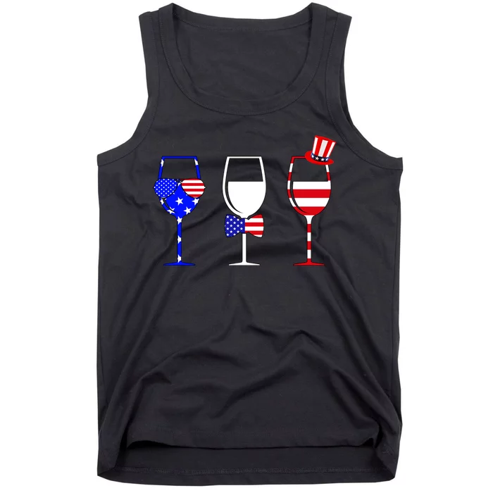 4th Of July Red White Blue Wine USA Glasses Tank Top