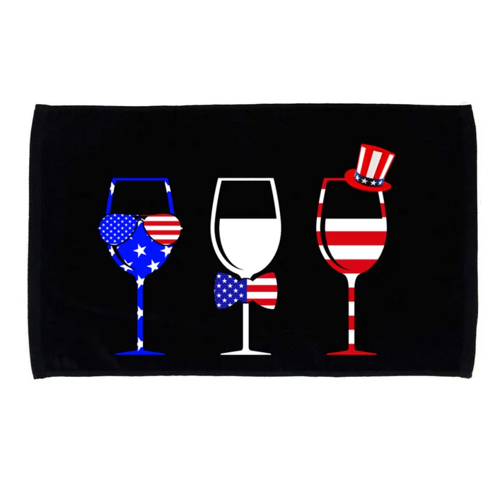 4th Of July Red White Blue Wine USA Glasses Microfiber Hand Towel