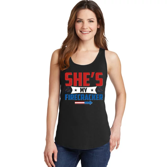 4th of July She's My Firecracker Matching Shirt Ladies Essential Tank