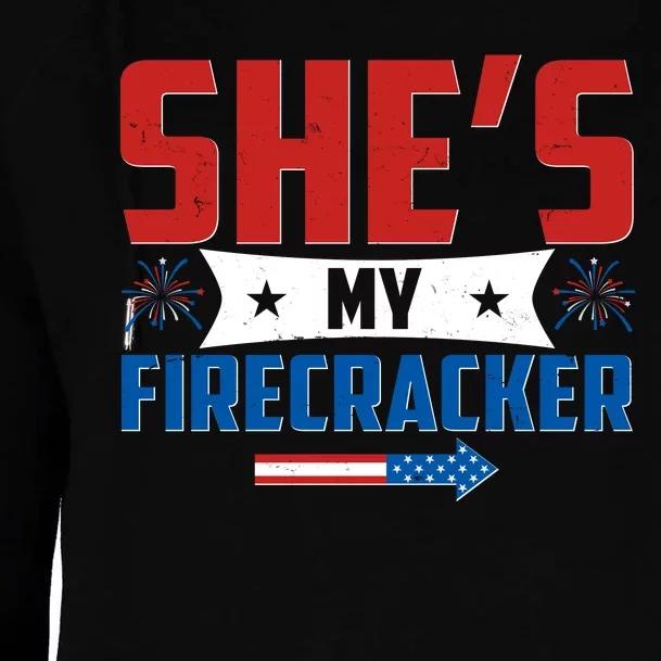 4th of July She's My Firecracker Matching Shirt Womens Funnel Neck Pullover Hood