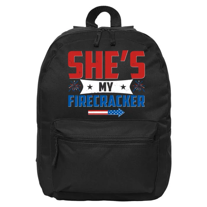 4th of July She's My Firecracker Matching Shirt 16 in Basic Backpack