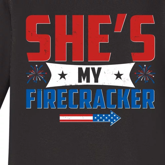 4th of July She's My Firecracker Matching Shirt Baby Long Sleeve Bodysuit