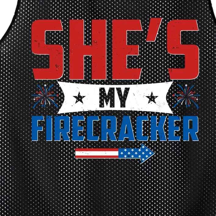 4th of July She's My Firecracker Matching Shirt Mesh Reversible Basketball Jersey Tank