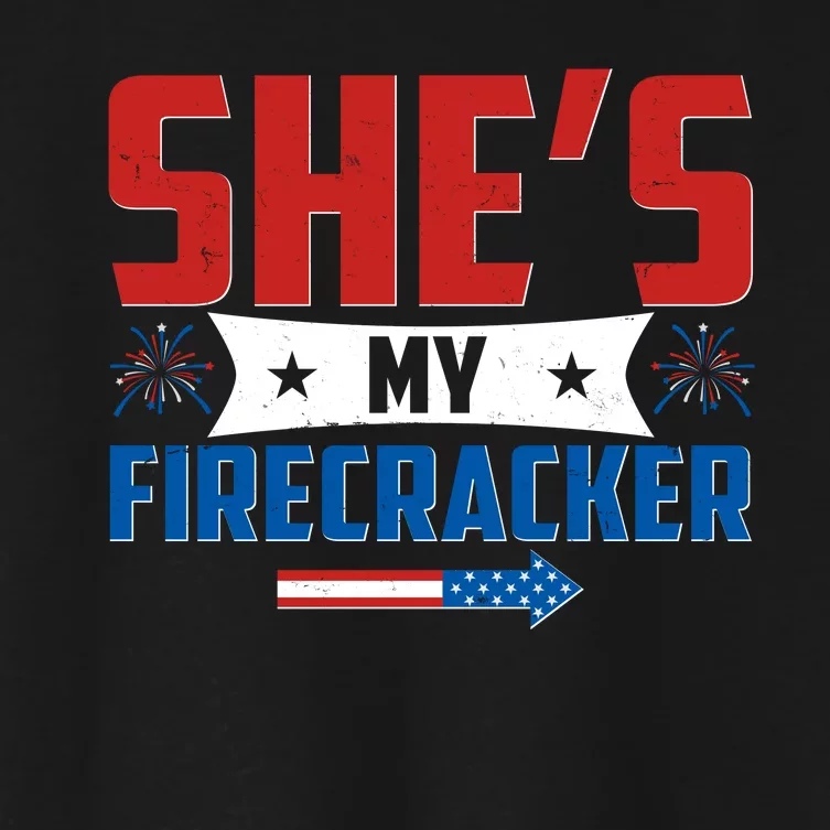 4th of July She's My Firecracker Matching Shirt Women's Crop Top Tee