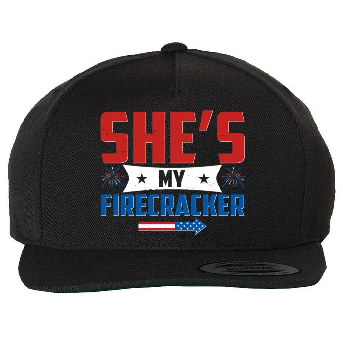 4th of July She's My Firecracker Matching Shirt Wool Snapback Cap