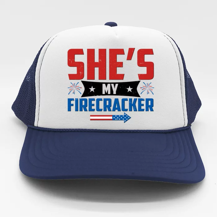 4th of July She's My Firecracker Matching Shirt Trucker Hat