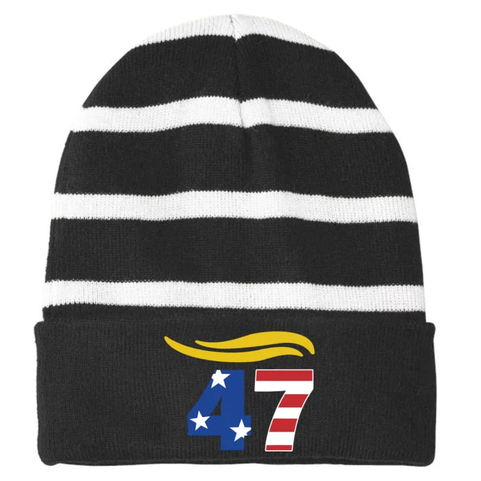 47 Trump Hair Striped Beanie with Solid Band