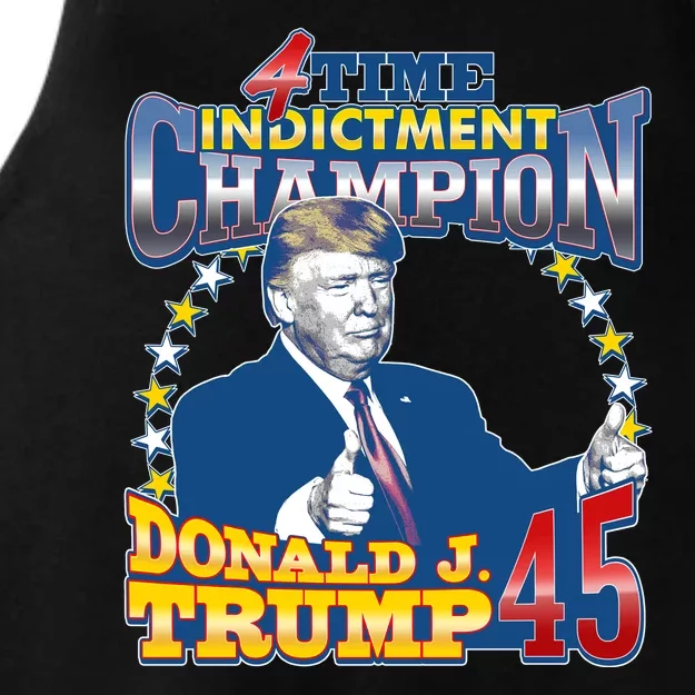 4 Time Indictment Champion Donald Trump 45 Ladies Tri-Blend Wicking Tank