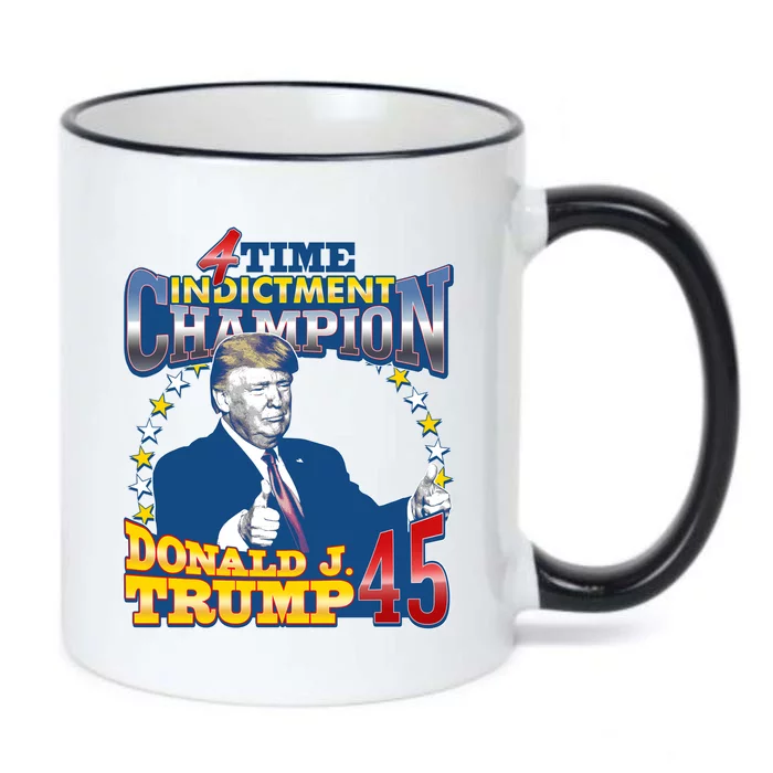 4 Time Indictment Champion Donald Trump 45 Black Color Changing Mug