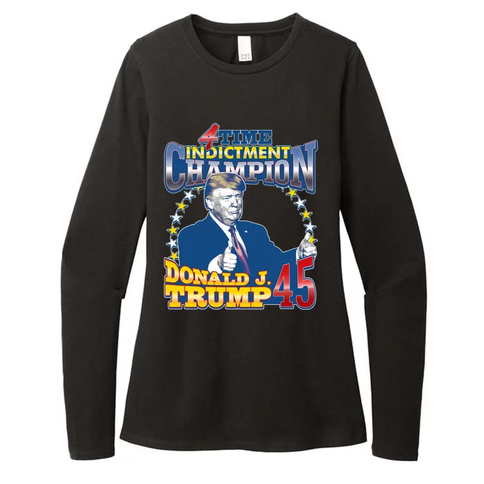 4 Time Indictment Champion Donald Trump 45 Womens CVC Long Sleeve Shirt