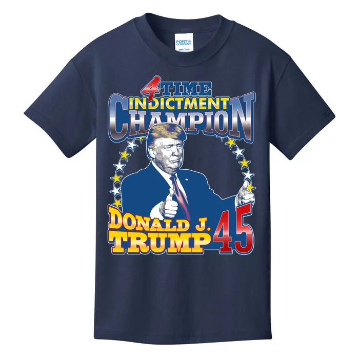 4 Time Indictment Champion Donald Trump 45 Kids T-Shirt