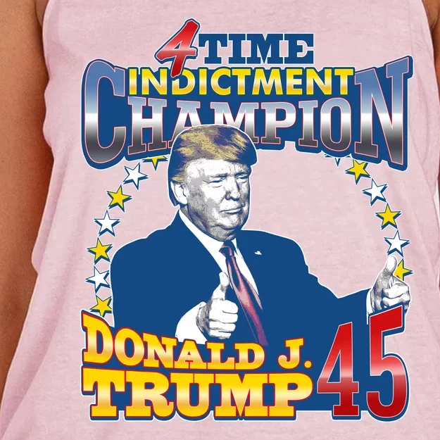 4 Time Indictment Champion Donald Trump 45 Women's Knotted Racerback Tank