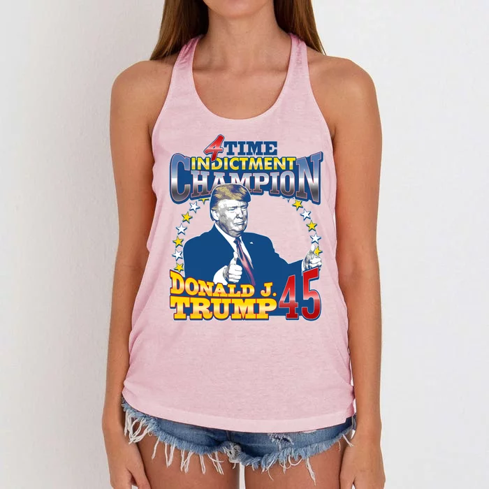 4 Time Indictment Champion Donald Trump 45 Women's Knotted Racerback Tank