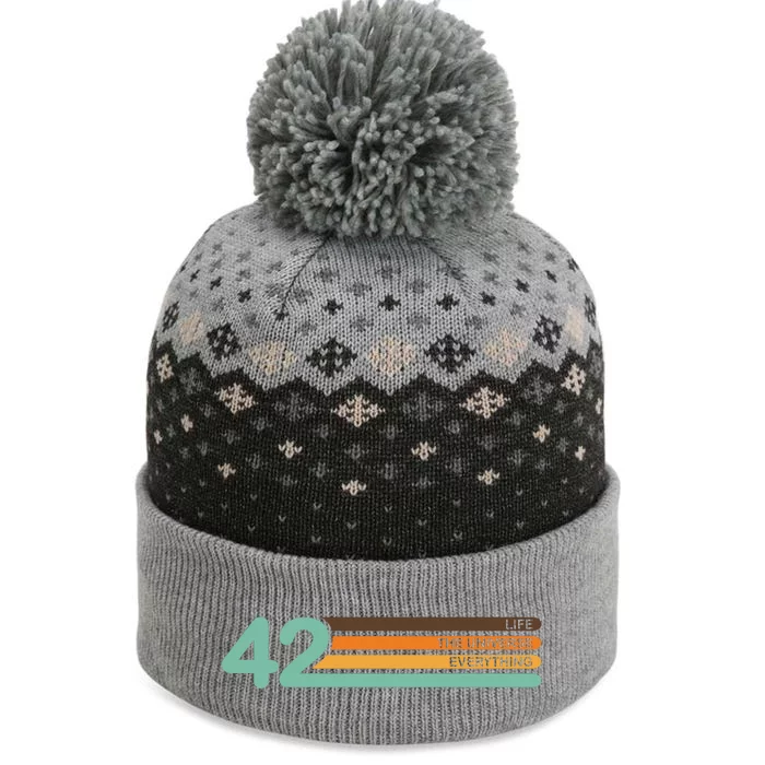 42 The Meaning Of Life Universe Everything Retro The Baniff Cuffed Pom Beanie