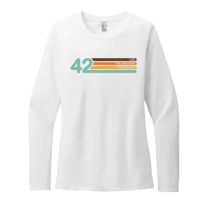 42 The Meaning Of Life Universe Everything Retro Womens CVC Long Sleeve Shirt