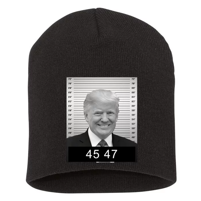 4547 Trump President 45 And 47 Trump Mugshot Short Acrylic Beanie