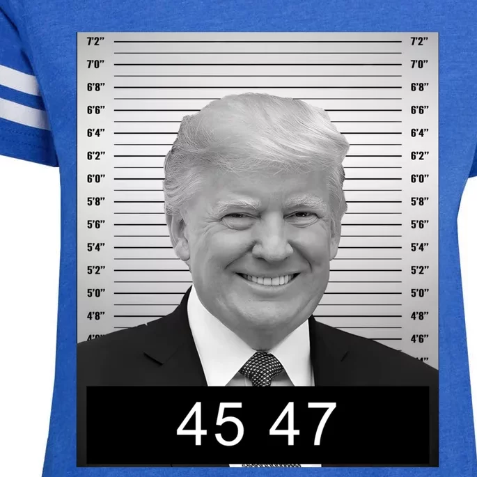 4547 Trump President 45 And 47 Trump Mugshot Enza Ladies Jersey Football T-Shirt