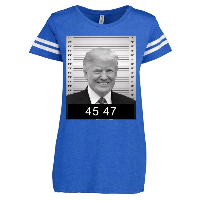 4547 Trump President 45 And 47 Trump Mugshot Enza Ladies Jersey Football T-Shirt