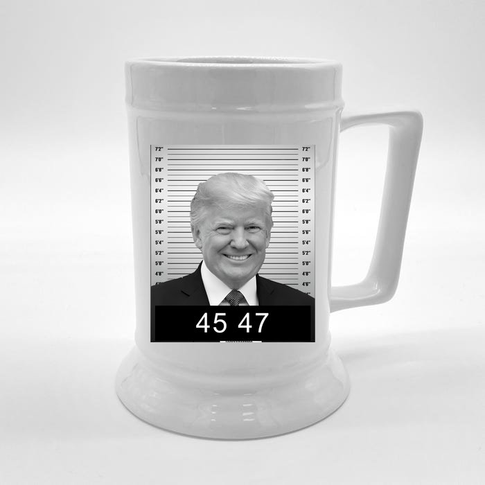 4547 Trump President 45 And 47 Trump Mugshot Front & Back Beer Stein