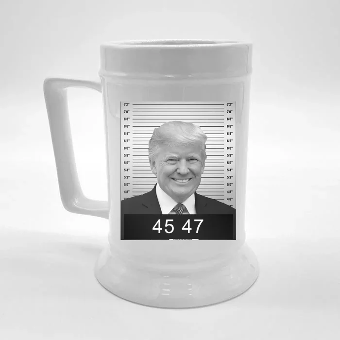 4547 Trump President 45 And 47 Trump Mugshot Front & Back Beer Stein