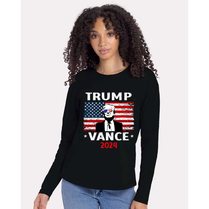 47 Trump Vance 2024 Vp Vice President Usa Flag Womens Cotton Relaxed Long Sleeve T-Shirt