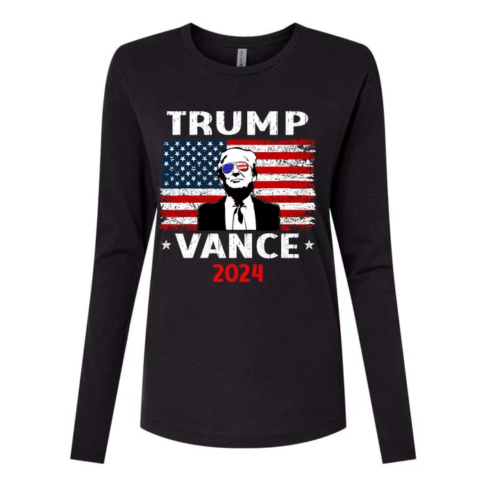 47 Trump Vance 2024 Vp Vice President Usa Flag Womens Cotton Relaxed Long Sleeve T-Shirt