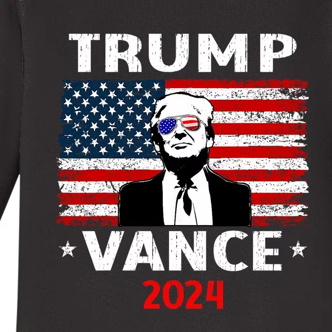 47 Trump Vance 2024 Vp Vice President Usa Flag Baby Long Sleeve Bodysuit