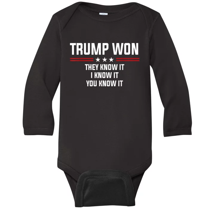 4546 Trump Won They Know It I Know It You Know It Baby Long Sleeve Bodysuit