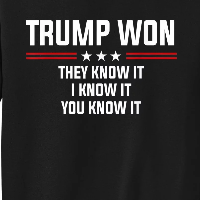 4546 Trump Won They Know It I Know It You Know It Tall Sweatshirt