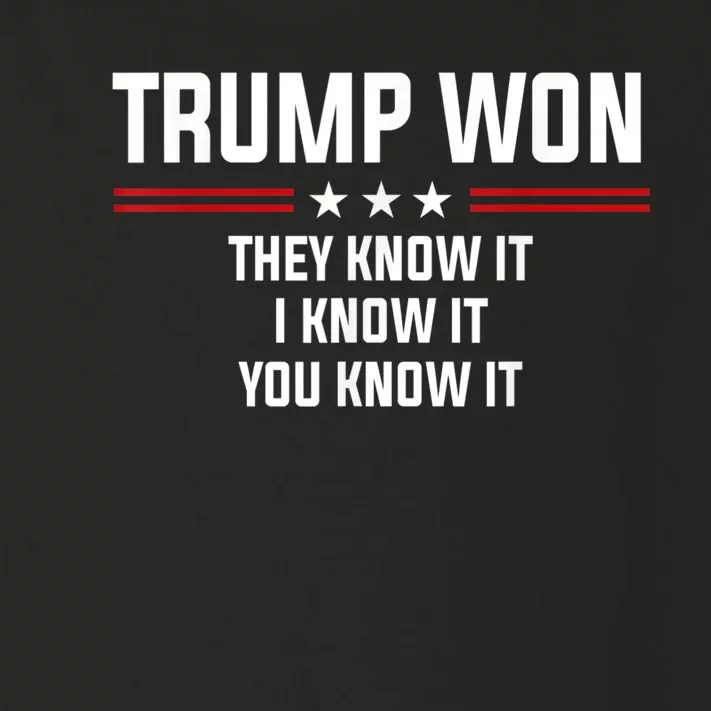 4546 Trump Won They Know It I Know It You Know It Toddler Long Sleeve Shirt