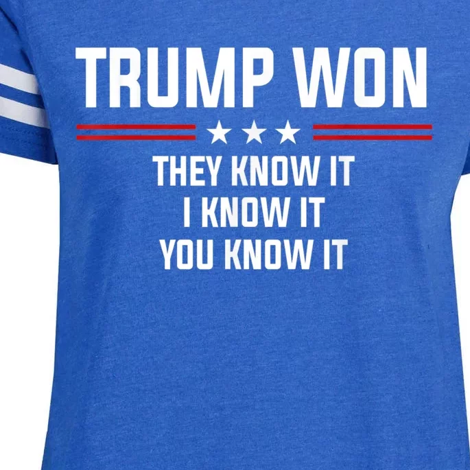 4546 Trump Won They Know It I Know It You Know It Enza Ladies Jersey Football T-Shirt