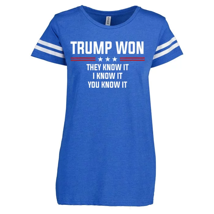 4546 Trump Won They Know It I Know It You Know It Enza Ladies Jersey Football T-Shirt