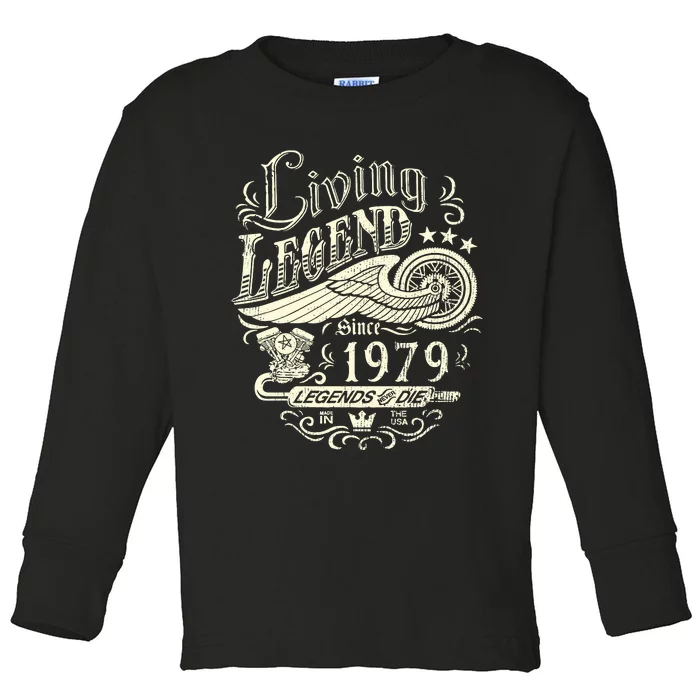 44th vintage Birthday 44 Living Legend Never Die 1979 Birthday Toddler Long Sleeve Shirt