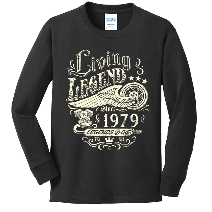 44th vintage Birthday 44 Living Legend Never Die 1979 Birthday Kids Long Sleeve Shirt