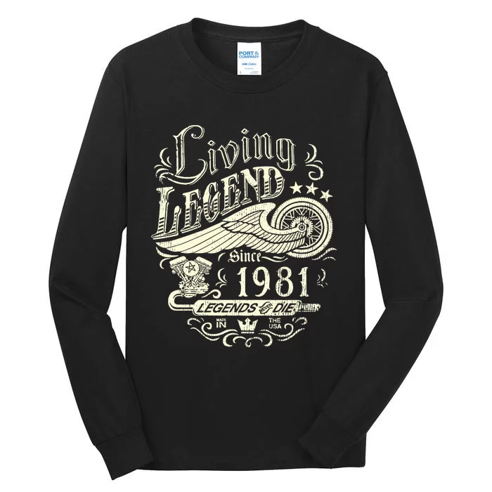 42nd vintage Birthday 42 Living Legend Never Die 1981 Birthday Tall Long Sleeve T-Shirt