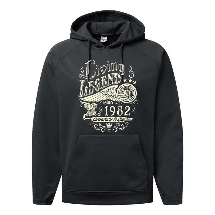 41st vintage Birthday 41 Living Legend Never Die 1982 Birthday Performance Fleece Hoodie