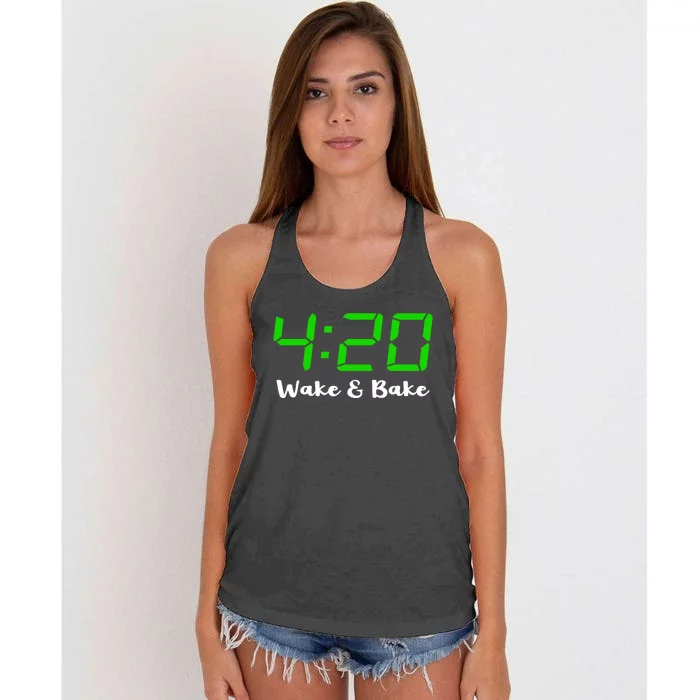 420 Wake And Bake Funny Marijuana Stoner Gift Women's Knotted Racerback Tank