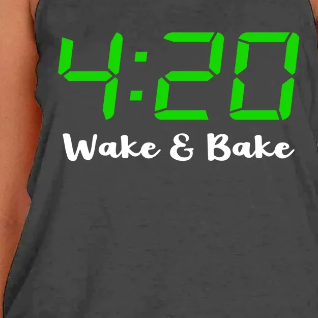 420 Wake And Bake Funny Marijuana Stoner Gift Women's Knotted Racerback Tank