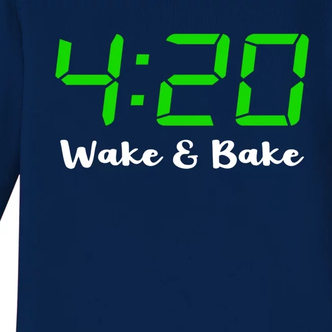 420 Wake And Bake Funny Marijuana Stoner Gift Baby Long Sleeve Bodysuit