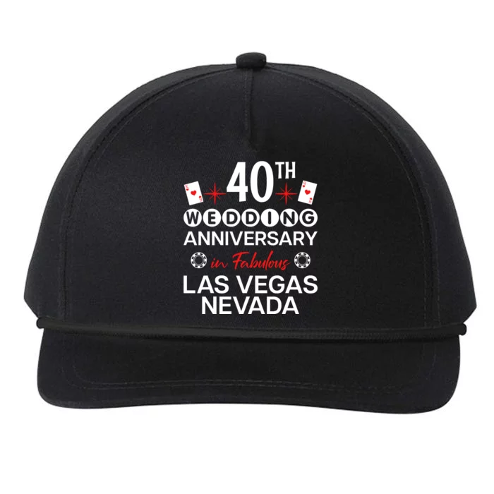 40th Wedding Anniversary In Las Vegas 40 Years Married Snapback Five-Panel Rope Hat