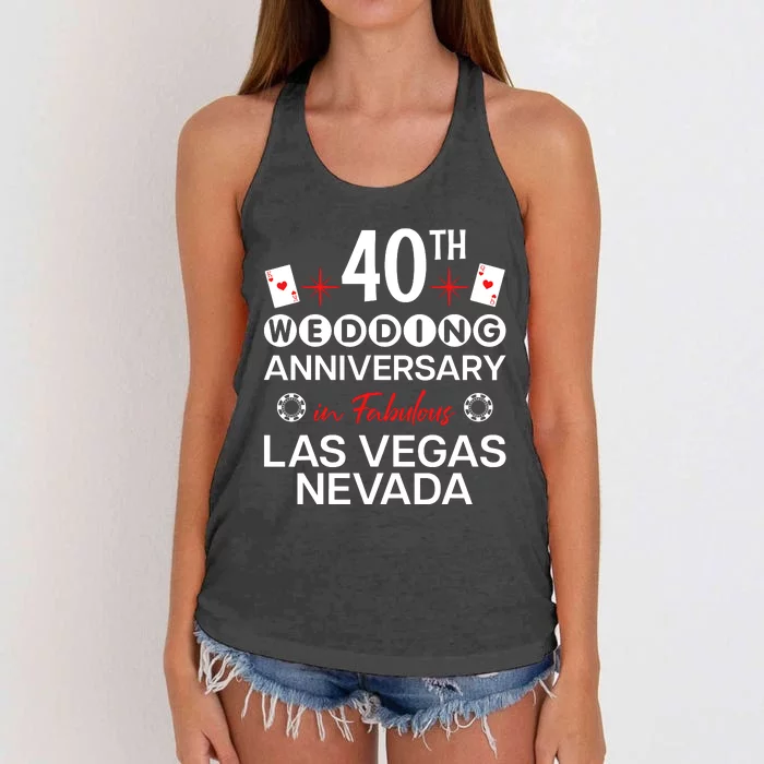 40th Wedding Anniversary In Las Vegas 40 Years Married Women's Knotted Racerback Tank