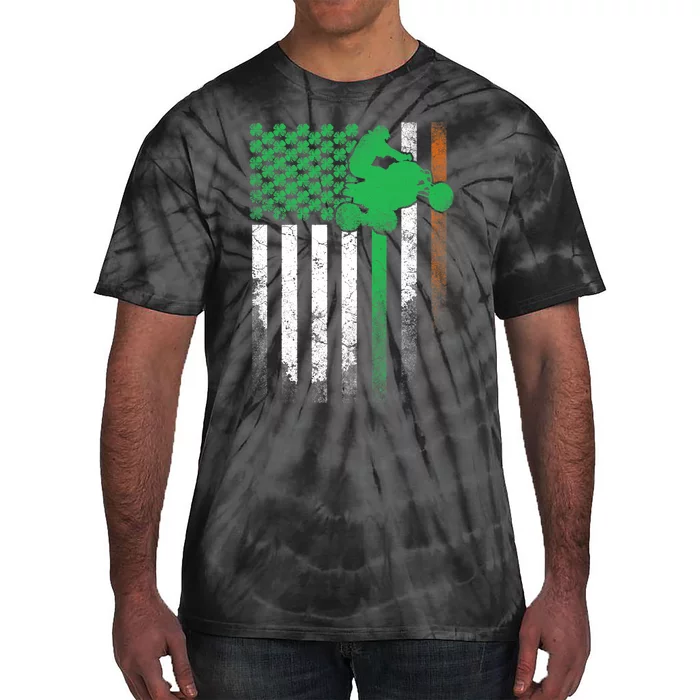 4 Wheeler ATV Gift St. Patrick's Day Irish American Flag Premium Tie-Dye T-Shirt