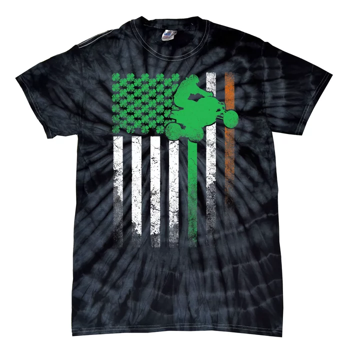 4 Wheeler ATV Gift St. Patrick's Day Irish American Flag Premium Tie-Dye T-Shirt