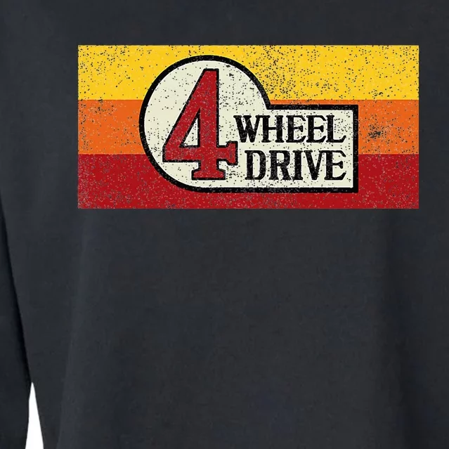 4 Wheel Drive Overland Emblem With Stripes 4wd Cropped Pullover Crew