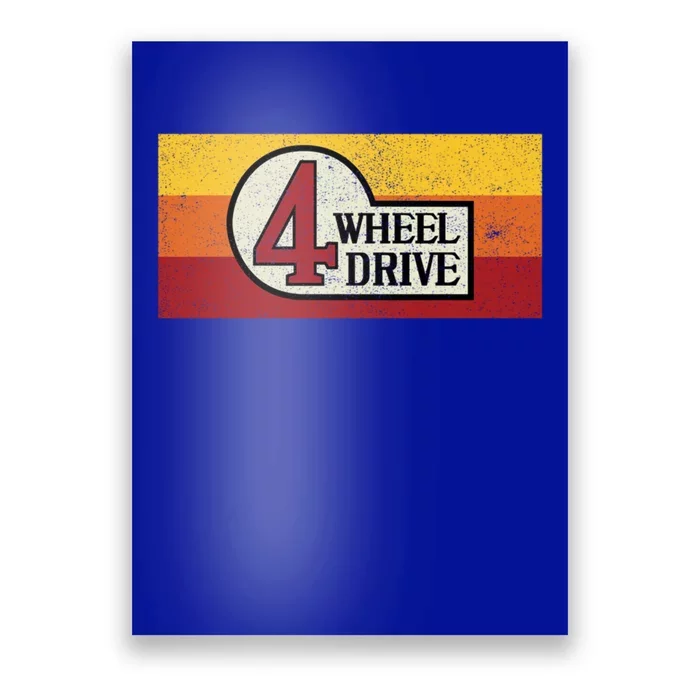 4 Wheel Drive Vintage 4x4 Overland Emblem With Stripes 4wd Funny Gift Poster