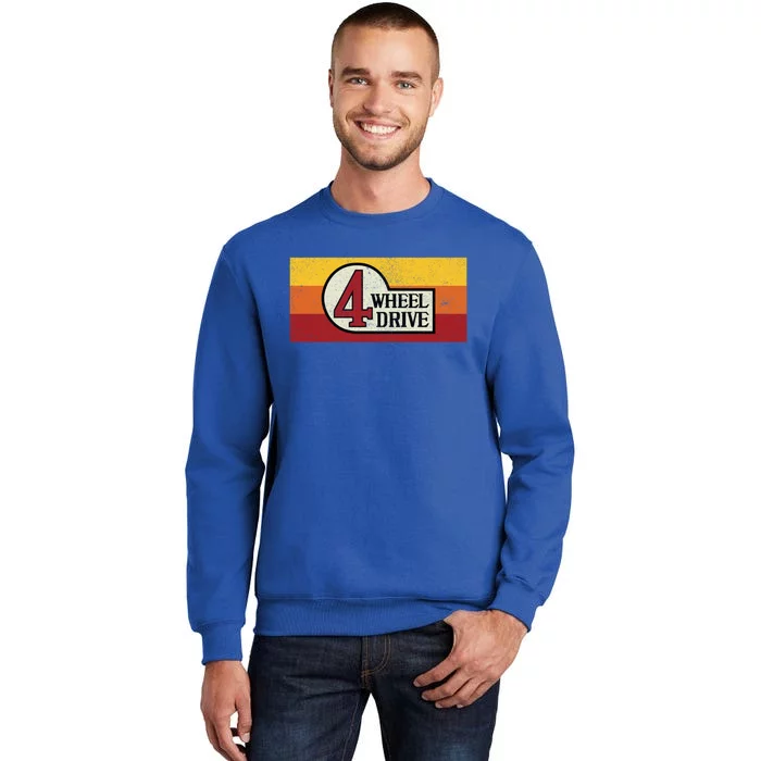 4 Wheel Drive Vintage 4x4 Overland Emblem With Stripes 4wd Funny Gift Tall Sweatshirt