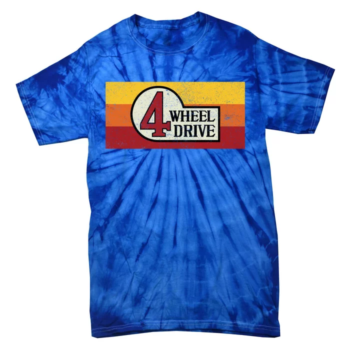 4 Wheel Drive Vintage 4x4 Overland Emblem With Stripes 4wd Funny Gift Tie-Dye T-Shirt